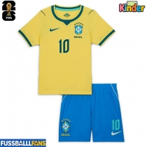 Brasilien Vinicius Junior #10 Heimtrikotsatz Kinder EM 2024 Kurzarm (+ Kurze Hosen)